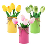 Omldggr Decoracin De Pascua Tulipn Artificial Con Maceta De