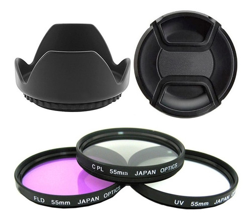 Kit Filtros Uv Fld Cpl + Parasol + Tapa Lens Cap 55mm