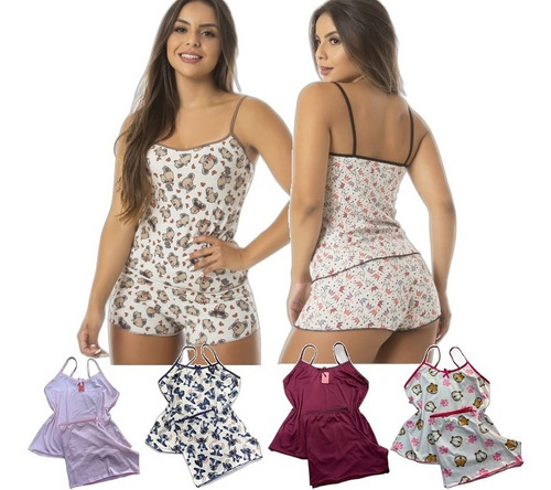 Kit 3 Pijamas Feminino Baby Doll Short Dormir Atacado 