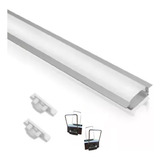 Kit 4 Perfil De Led Aluminio 2m Embutir Gesso + Presilhas 