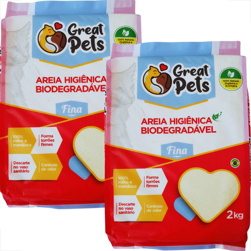 Areia Natural Biodegradável Fina Higiênica Mandioca 2kg