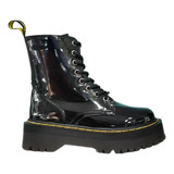 Bototo Botin Charol Combat Negro Plataforma 