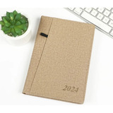 Agenda Diaria 2024 Planeadora Porta Plumas Portada Beige Liso