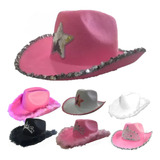 Sombrero Plumas Lentejuelas Cowboy Vaquera Texas 15 Años