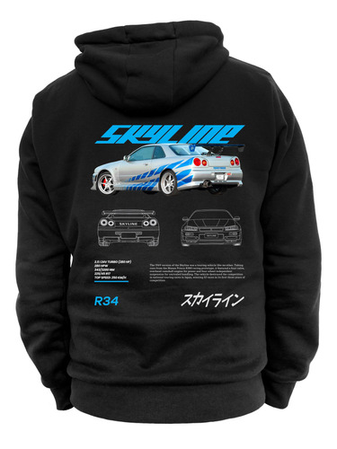 Sudadera Con Cierre Y Gorro Skyline R34