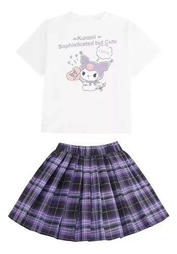 Conjunto De Falda Plisada Para Cosplay Kuromi Jk Para Niños