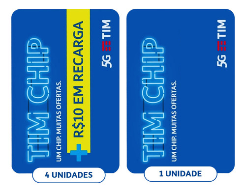 Tim Mix 5: 1 Chip Tim+4 Chip Top Tim (com R$10 Em Recarga)