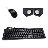 Kit Teclado  Mouse Y Parlantes Sentey Usb Negro  Pc Notebook