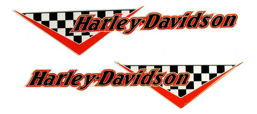 Par Adesivos Compatível Harley Davidson 3d 5,0x23,5 Cms Rs30 Cor Harley Davidson Xadrez -vermelho