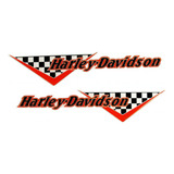 Par Adesivos Compatível Harley Davidson 3d 5,0x23,5 Cms Rs30 Cor Harley Davidson Xadrez -vermelho