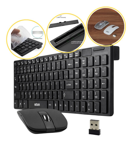 Kit De Teclado E Mouse Sem Fio Portugues Slin Usb Anatel