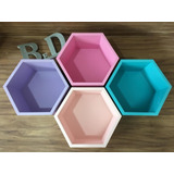 Nicho Hexagonal Colmeia Colorido Com Fundo Mdf Pintado 4 Uni