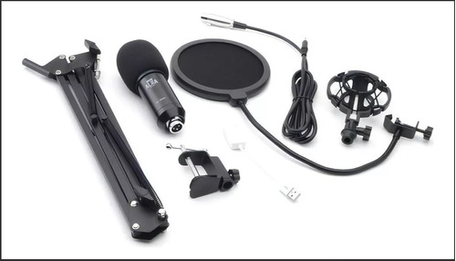 Kit Microfone Condensador Alra Music Xlr Al-m800 Podcast