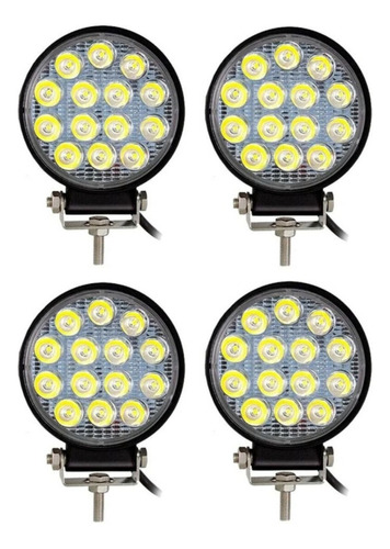 Kit X4 Faro Auxiliar Led 42w 14 Leds Universal Camioneta 4x4