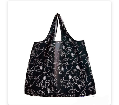 Bolsa Plegable Reutilizable Antifluidos De Snoopy Negra