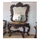 Credenza Con Espejo De Madera Labrada En Cedro Rojo