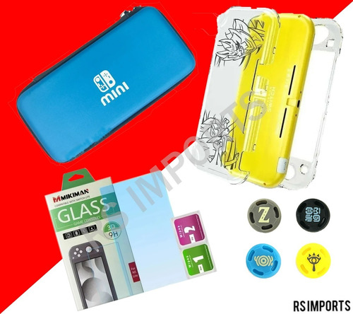 Kit Case+ Pl De Vidro + 4 Grip +acrilico Pokemon Switch Lite