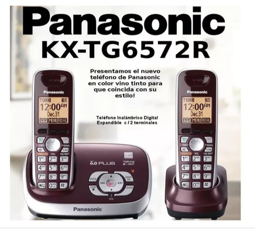Kit 2 Teléfonos Inalámbricos Panasonic Tg6572r Contestadora