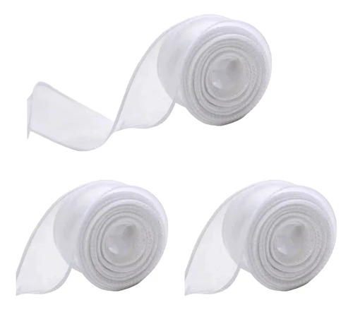 3 Rolos De Fita Organza 4cm X 27m Com Borda Ondulada