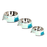 Comedero Plato Perro Gato 2en1  Melamina Acero Inox. Pequeño