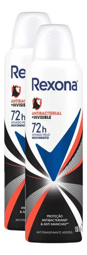 Kit 2 Desodorante Rexona Antibacterial+invisible 72h 150ml