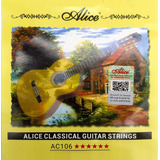 Cuerda Guitarra Clásica Alice Set 6 Cuerdas 0.285-0.44 Nylon