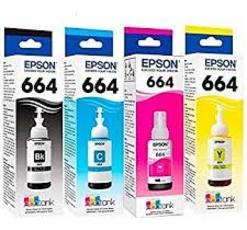 Pack 4 Botellas Epson 4 Colores T664 L200/l110/l210/l355/l3 