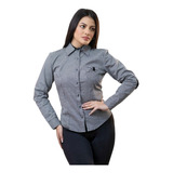 Camisa De Vestir Cuadros Formal Oficina Moda Mujer Trabajo