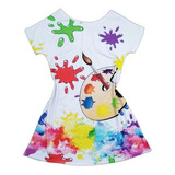 Vestido Infantil Pintando O Sete Aquarela