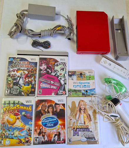 Consola Nintendo Wii Roja Con Zelda 64 Smash Accesorios