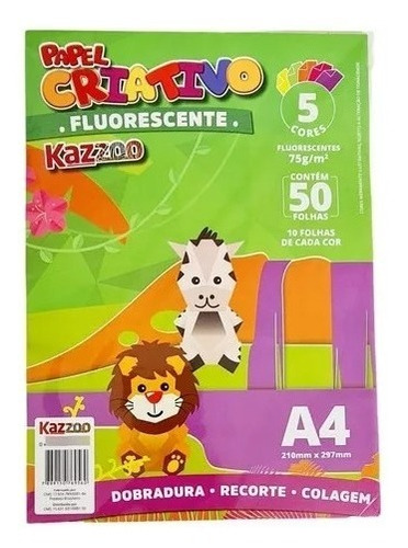 Papel Colorido Lumi Paper Escolar 5 Cores 50 Folhas A4 Eco