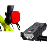 Kit Lanterna Farol + Sinalizador Bike Led Recarregável Usb C