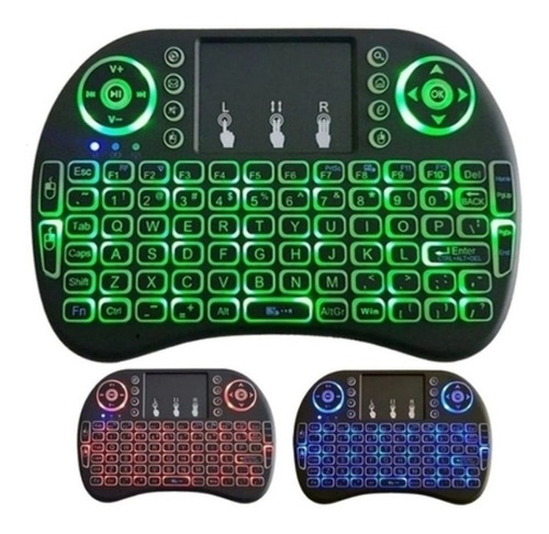 Mini Teclado Sem Fio Air Mouse Touch Tv Wireless Com Luz Cor Do Teclado Preto