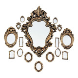 Kit 16 Espelhos Decorativos Vintage Provençal Ouro Velho