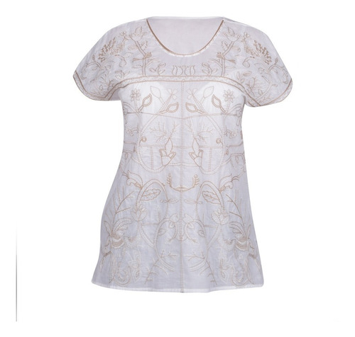 972-35 Blusa Dama Mujer Ivory Bordada