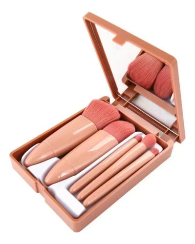 Set 5 Brochas De Maquillaje Profesionales Con Estuche Espejo