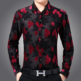 Camisa De Vestir Floral Para Hombre, Camisa Transparente Par