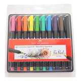 Caneta Pincel Brush Pen Faber Castell C/10 Cores Novidade