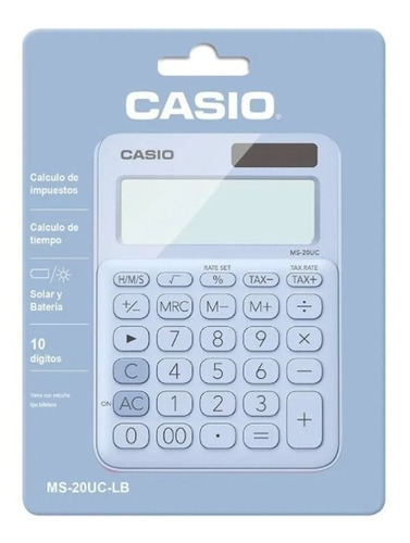 Calculadora Casio Ms-20uc Colores Surtidos Color Celeste Lb