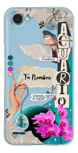 Funda Para LG Mujer Signo Zodiaco Acuario Con Tu Nombre