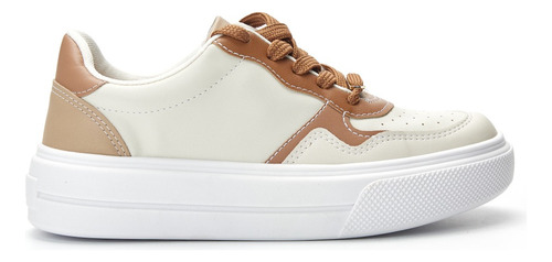 Zapatilla Blanca/camel/beige Mujer Vizzano Color Blanco Diseño De La Tela Liso Talle 36 Ar