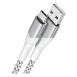 Cable De Datos Usb Tipo C Carga Rápida 3 Metros Nylon Blanco