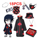 18 Piezas Naruto Capa Akatsuki Cosplay Disfraces Anime Abrig