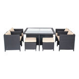 Fancuf Outdoor Faux Rattan Dining Table And Chairs Nine Pie.