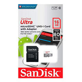 Tarjeta Microsd Sandisk Ultra 16gb 80mb/s + Adaptador Sdsqun