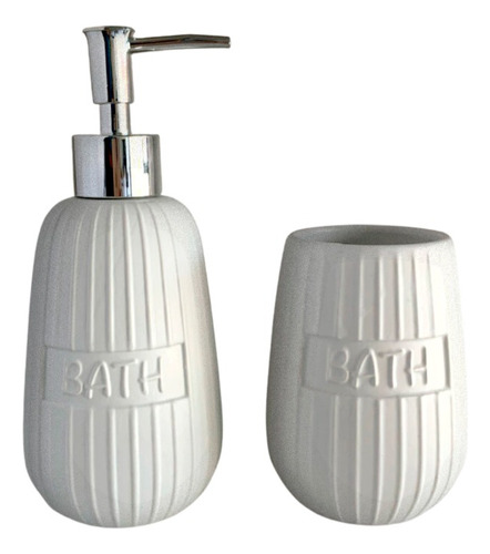 Set Ceramica Abril Dispenser Y Portacepillo Accesorios Baño