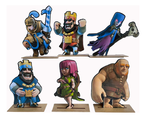 Kit Display Enfeite De Mesa 6 Peças - Festa Clash Royale Mdf