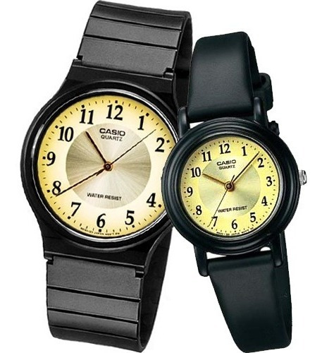 Reloj Casio Clasico Pareja Mq 24 - Lq139 Caratula Dorada