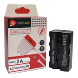 1bateria Usb Np-f550 2600mah Para Iluminadores + Cargador 2a