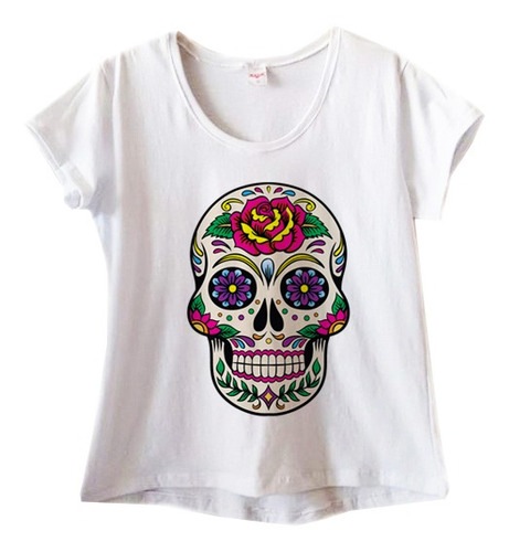 Camiseta Feminina Plus Size Caveira Mexicana 